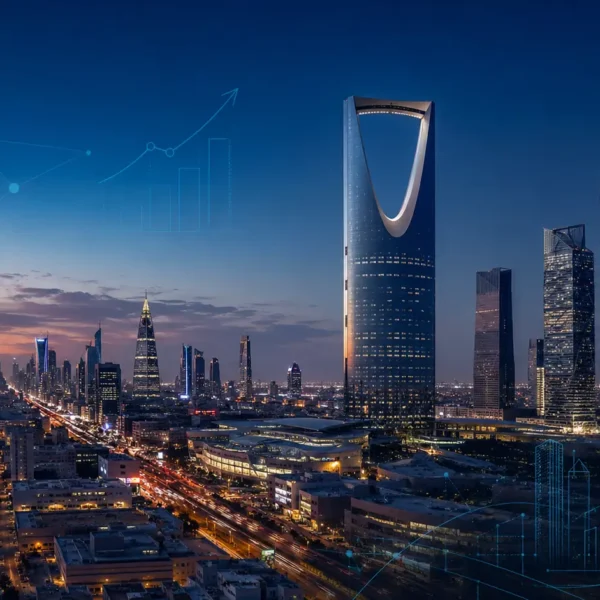 Riyadh skyline at dusk representing business setup and growth opportunities in Saudi Arabia