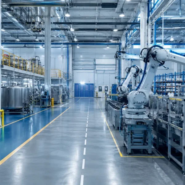 Modern automated factory illustrating industrial licensing and manufacturing investment in Saudi Arabia