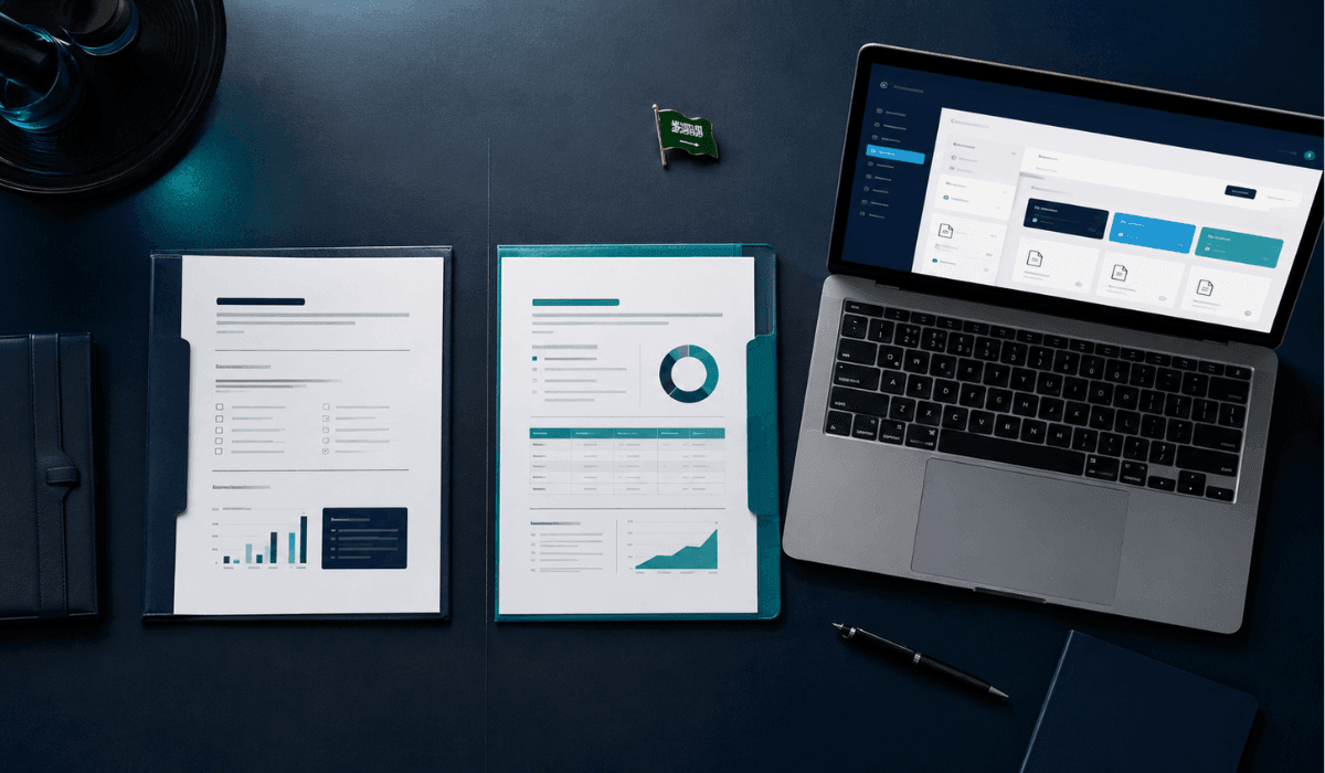Business documents representing MISA license and MOCI registration process in Saudi Arabia